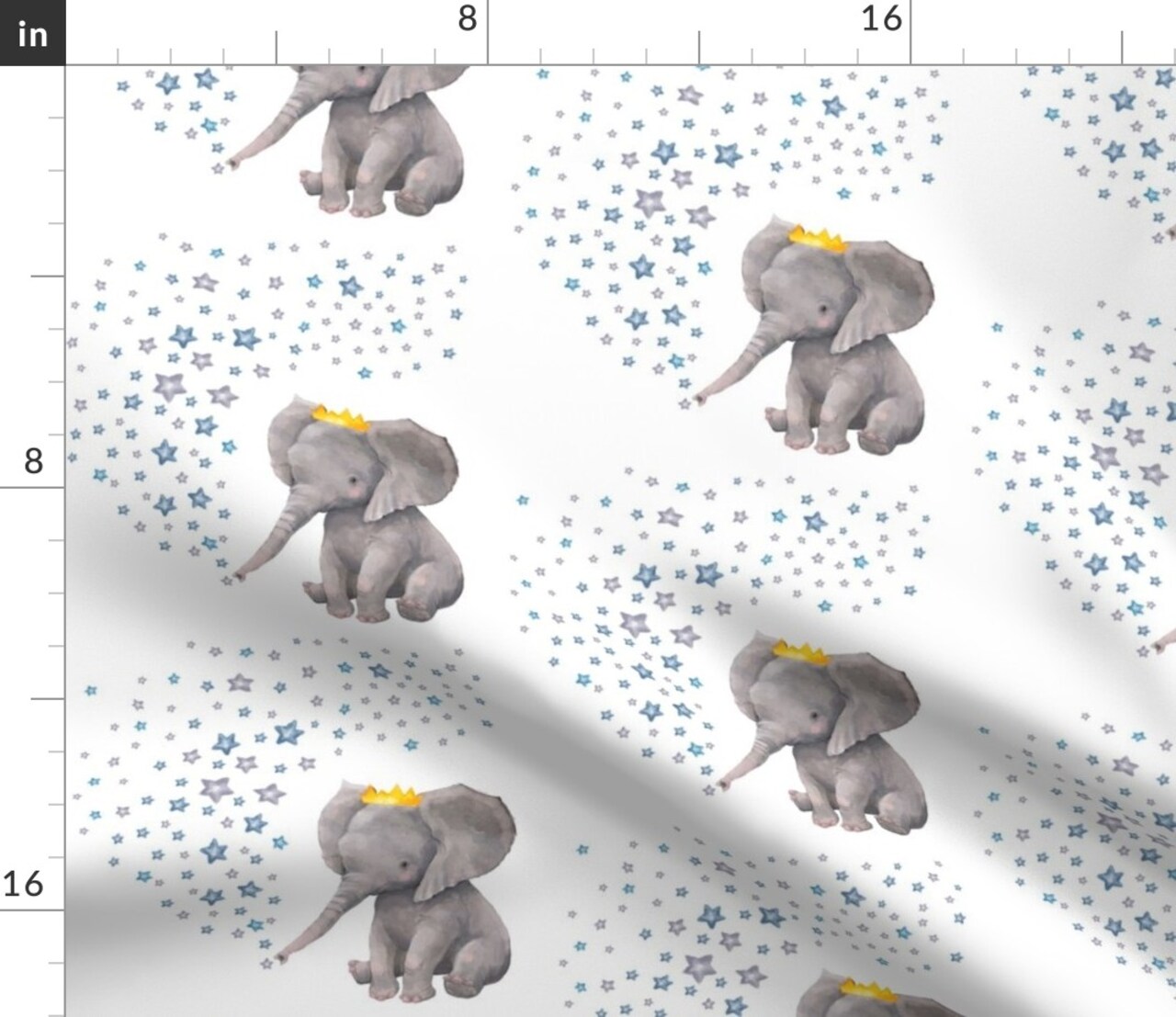 Boy Elephant Stars Mix & Match Nursery Grey Blue Custom Printed Fabric by Spoonflower Various Fabrics by the Yard or Fat Quarter